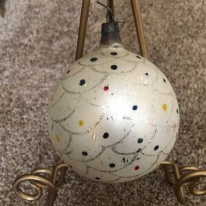Vintage Hand Blown Glass Painted 5” Ball Christmas Ornament